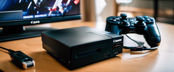 Blind gamer plays video game using assistive technology and headphones.