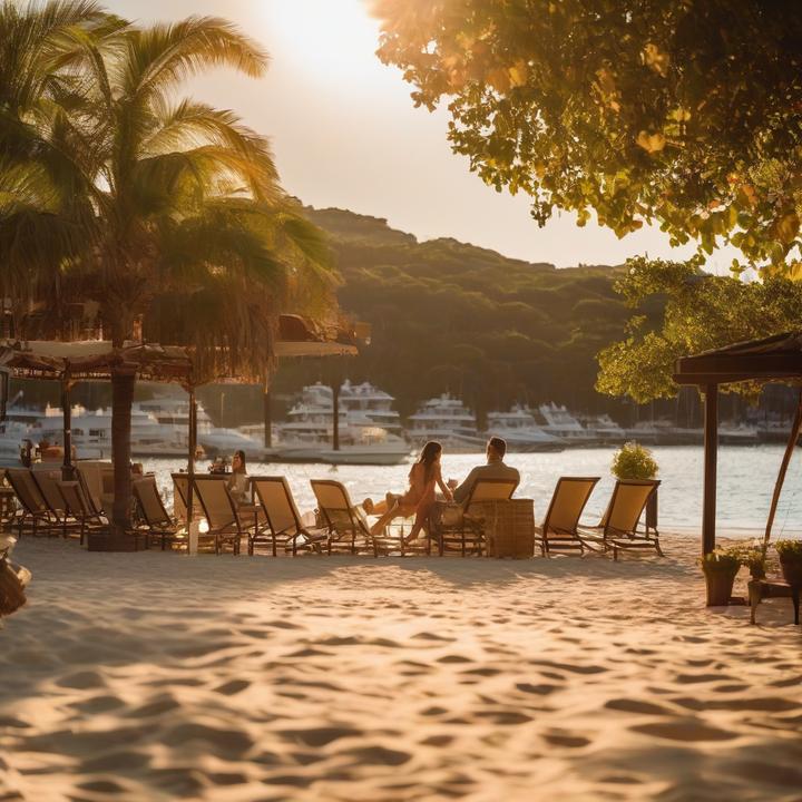 Couple interacts with AI chatbots at a retreat, humans and robots together.