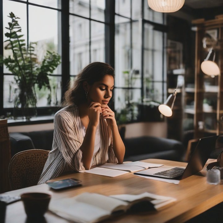 Person scrolling on smartphone with concerned expression.