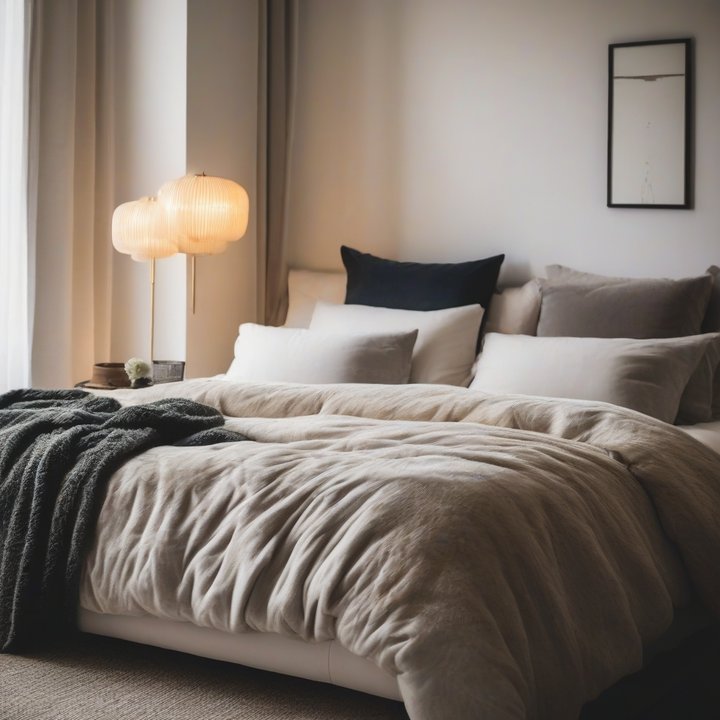 Person testing pillows with several options laid out nearby.