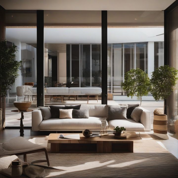 Smart shades and blinds installed in a modern living room window.