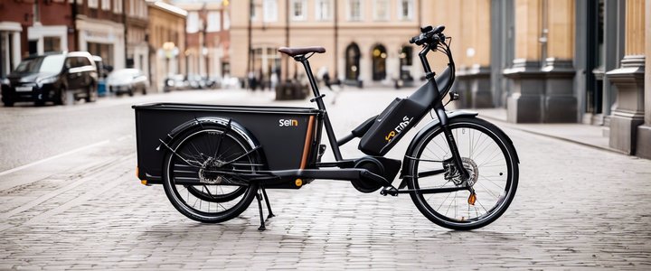 Tern GSD S10 electric cargo bike in use on a city street.