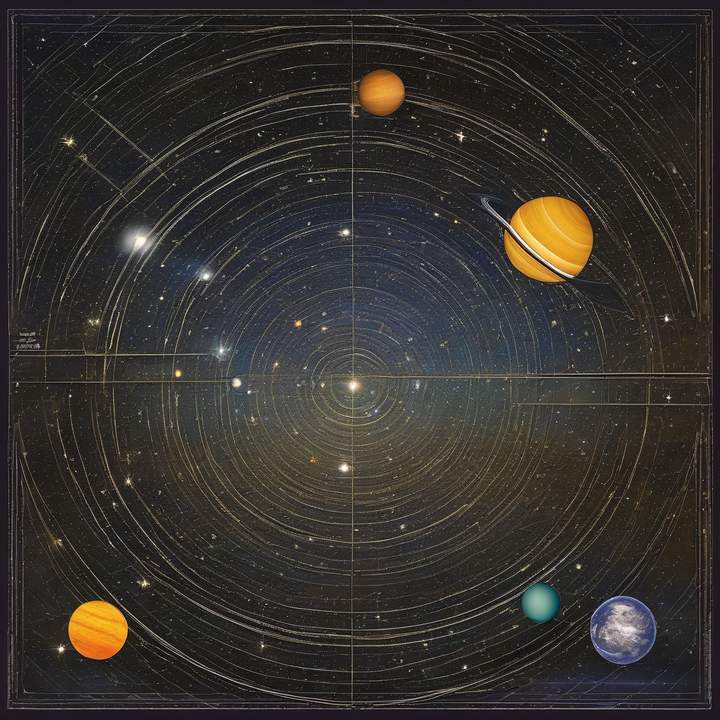Artist's rendering of a star system with five potentially habitable planets orbiting.