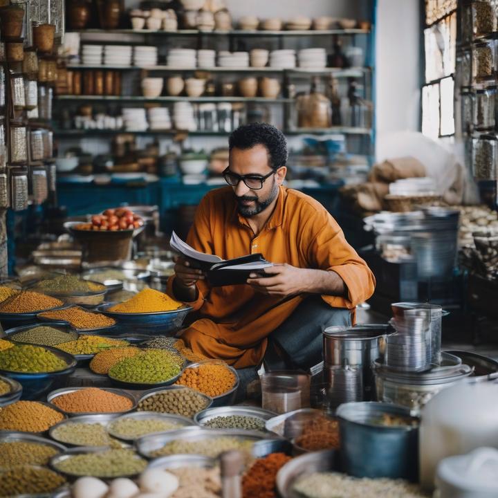 Moroccan founder stands with laptop, discussing AI search startup funding.