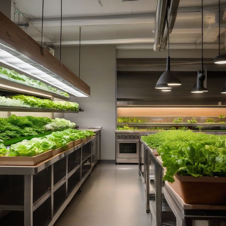 Person holding lettuce in front of an indoor farmstand system.
