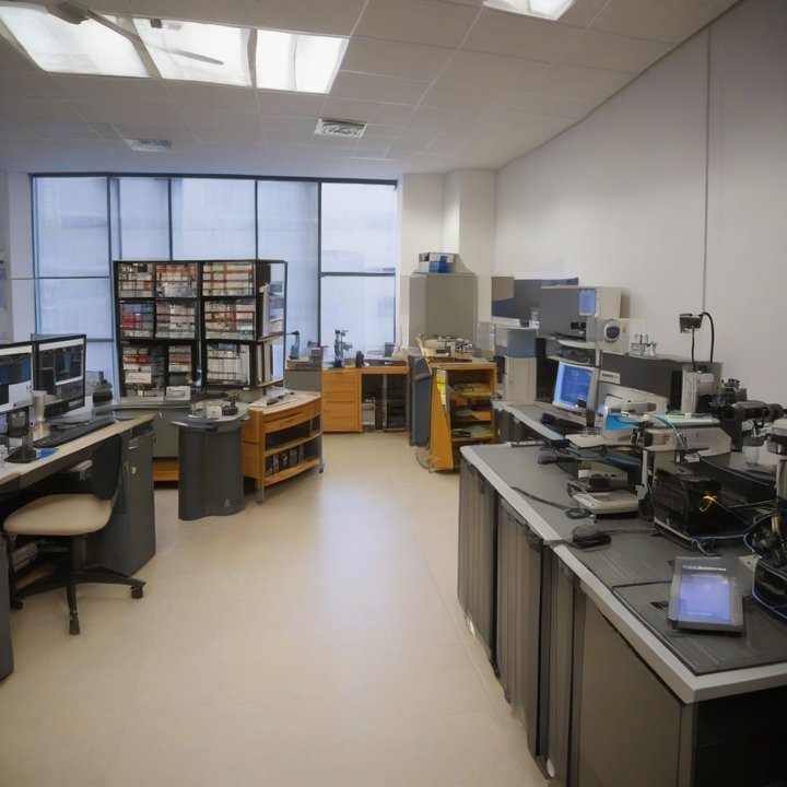 RealSense staff working with stereoscopic imaging technology equipment and devices.