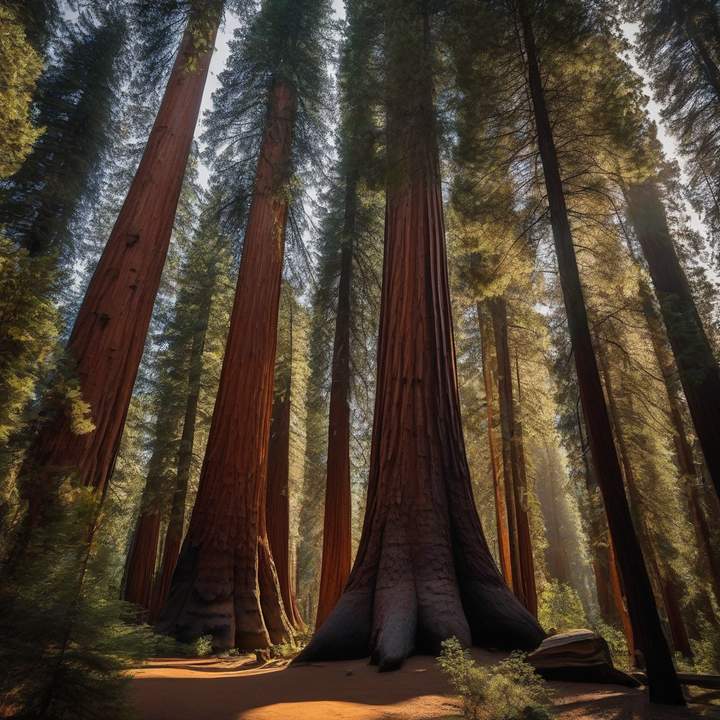 Sequoia National Park sign amidst quiet, snow-covered trees.