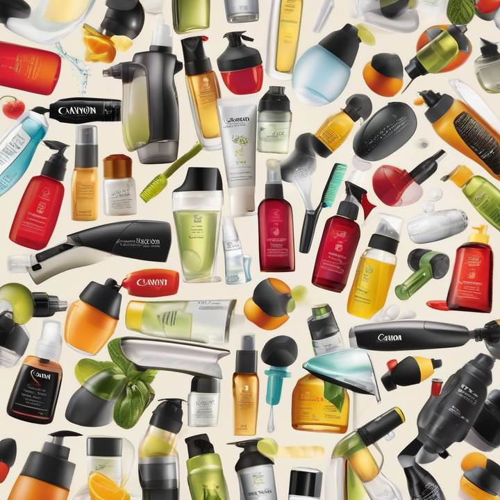 Woman spraying heat protectant on her hair before styling.