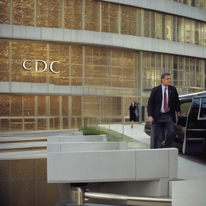CDC Director exits building after being pushed out by top officials.