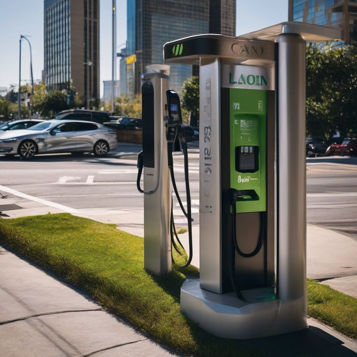 Electric vehicles lined up at a busy US car dealership showroom.
