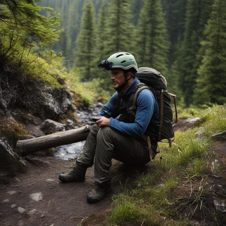 Hiker wearing distinctive helmet found after nearly a year missing outdoors.