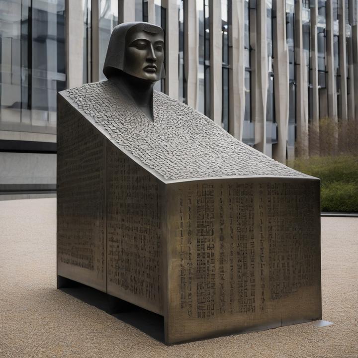 Kryptos sculpture, a cryptographic puzzle, on display at CIA headquarters.