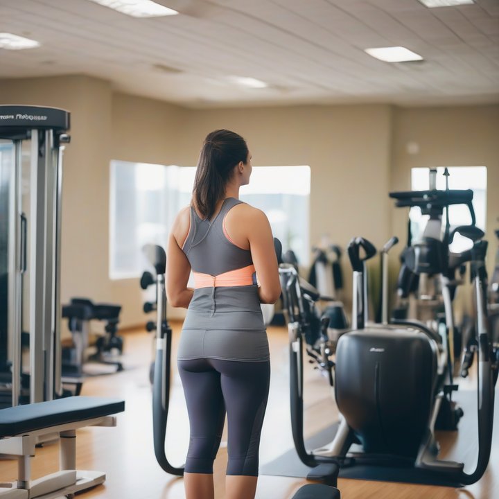 Person wearing a posture corrector standing with improved posture.