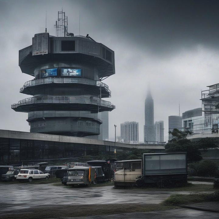Protesters hold signs criticizing tech propaganda in a crowded city street.