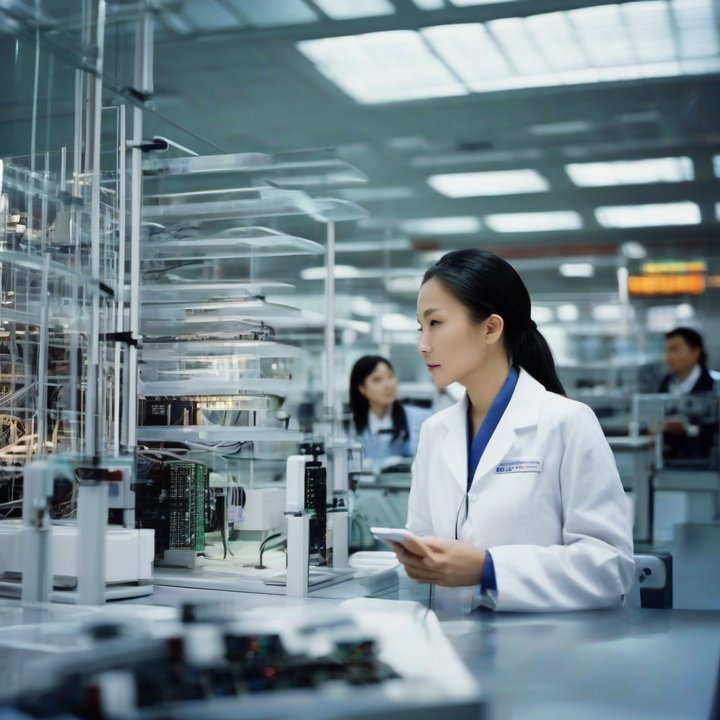 Researchers in lab developing brain-computer interface technology in China.