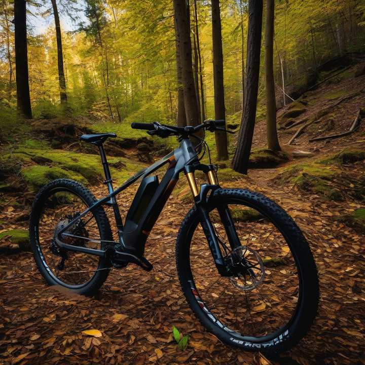 Ride1Up TrailRush electric mountain bike on rugged terrain.