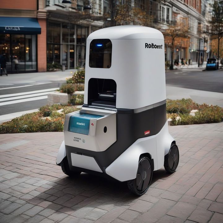 Robomart's new delivery robot navigates through a city street with packages.