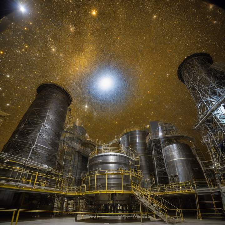 Scientists analyzing data from neutrino detection equipment at research facility.