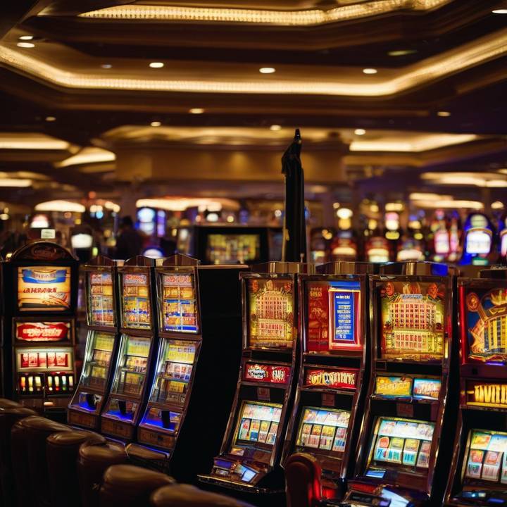 Slot machines line a US military base entertainment facility.