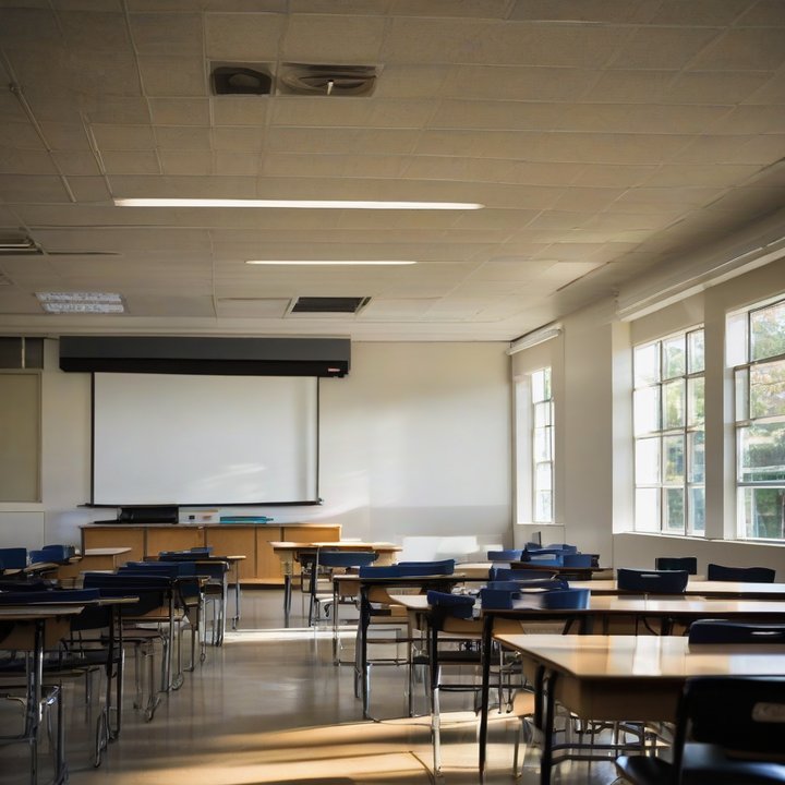 Students learning in a small microschool classroom setting with laptops.