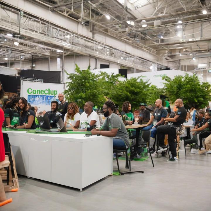 Volunteers gathered at TechCrunch Disrupt 2025 registration desk.