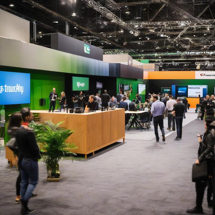 TechCrunch Disrupt 2025 attendees gather at a conference exhibition hall.