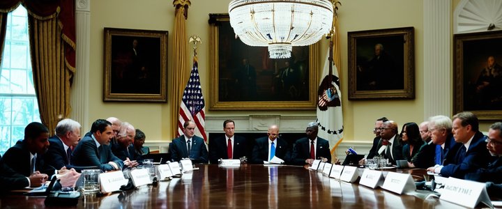 Former US Cabinet secretaries testifying before Congress.